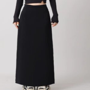Back Slit Straight Tube Slimming High Waist Black Long Skirt