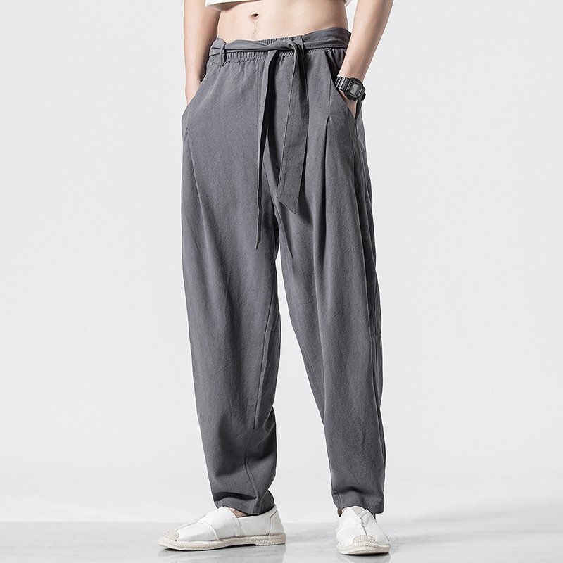 Plain Straight-leg Harem Pants - Image 5