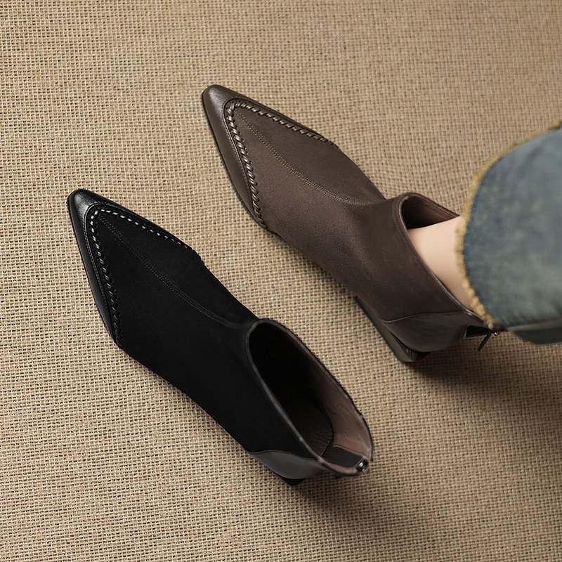 Pointed-toe Square-heeled Ankle Boots For Women - Image 4