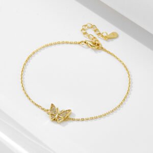 S925 Sterling Silver Zircon Butterfly Bracelet For Women