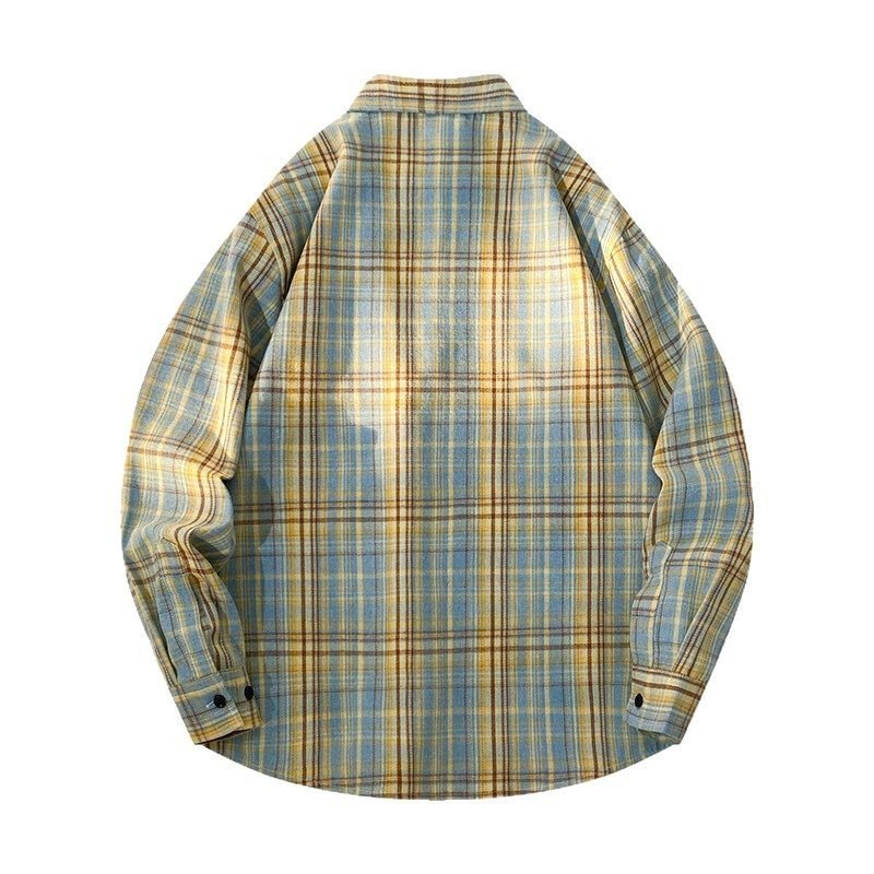 Mens Casual Long-sleeve Plaid Shirt Jacket - Image 5
