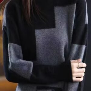 Womens Velvet Sweater New FallWinter Half-Neck Knit Pullover