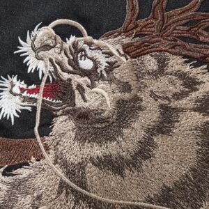 Heavy Duty Embroidered Mythical Beast Qilin Mens Casual Baseball Jacket