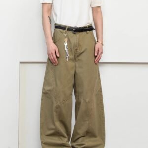 Retro Deconstruction Scimitar Men's Wide-leg High-end Khaki Pants