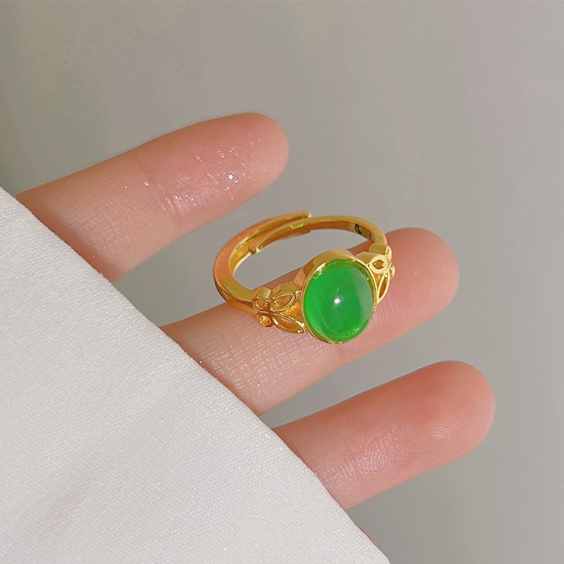 Retro Placer Gold Adjustable Open Ring For Women Chic Sweet Light Luxury And Exquisite Perfect For The Fashion-Forward - Image 3
