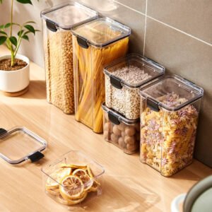 Food Grade Grains Sealed Plastic Cans Transparent Stackable Refrigerator Preservation Storage Box