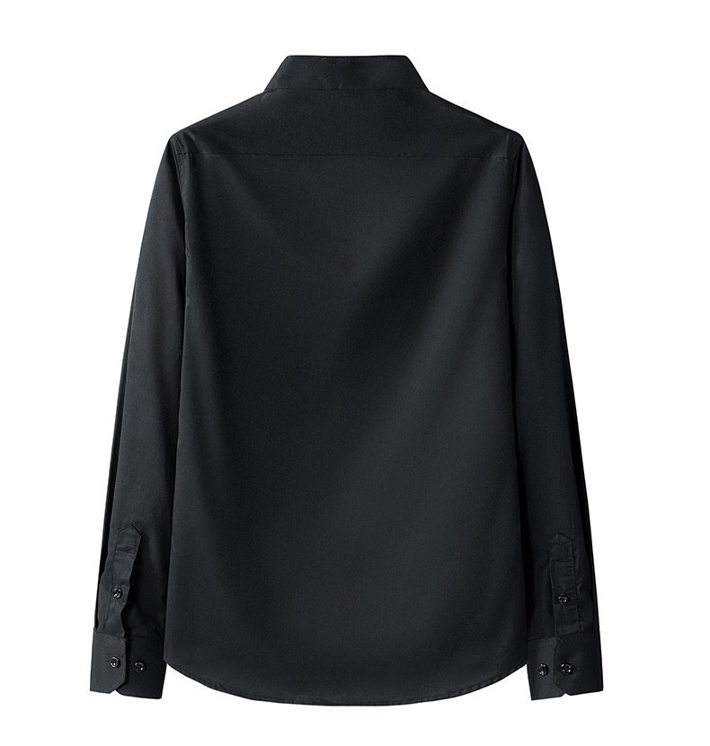 Men's Stand Collar Long Sleeve Slim Fit Solid Color Pocket Shirt - Image 6