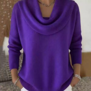 Women Soft-Shine Relaxed Round Neck Knit Sweater