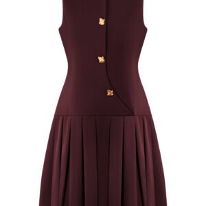 Minimalist Womens Dress With A Distinctive Pleated Cinched Waist