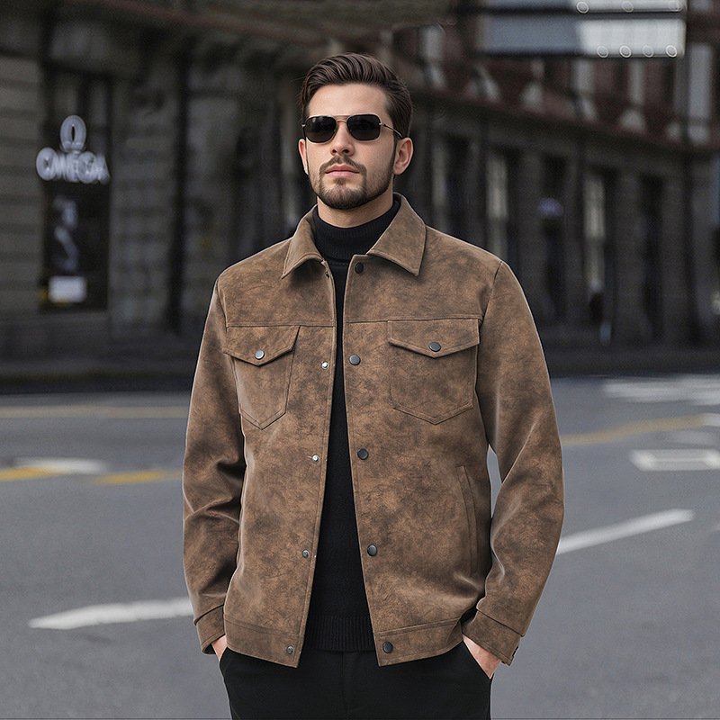 Men's Trendy Casual Streetwear Vintage American-style Leather Jacket - Image 8