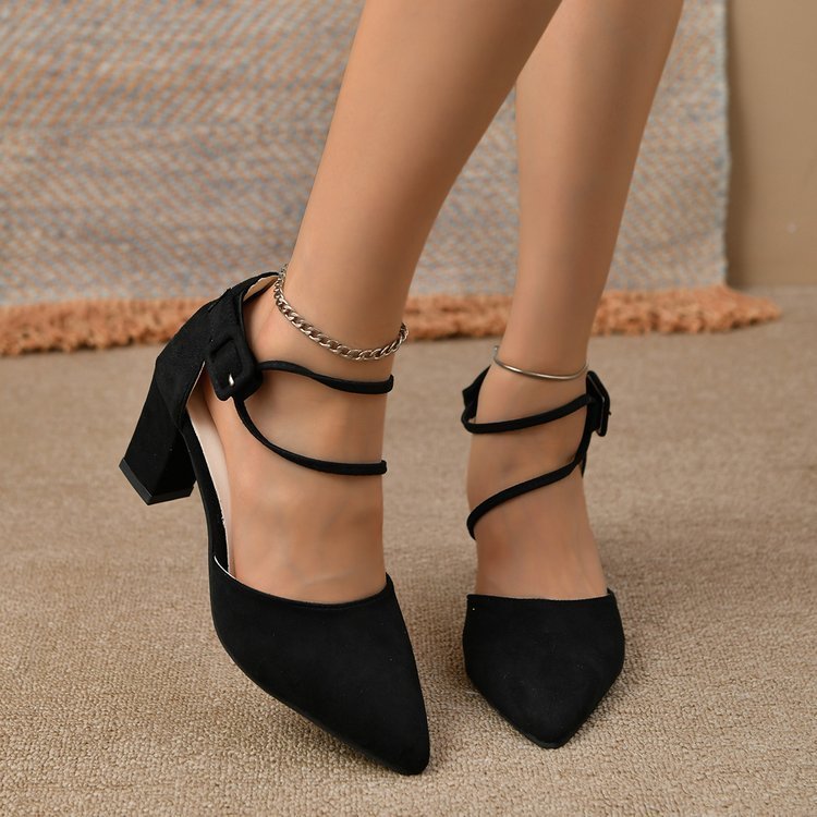 Korean Fashion Pointed Toe Buckle Strap High Heel Sandals - Image 6
