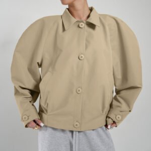 Notched-collar Long-sleeve Shirt And Asymmetrical Hem Skirt Set