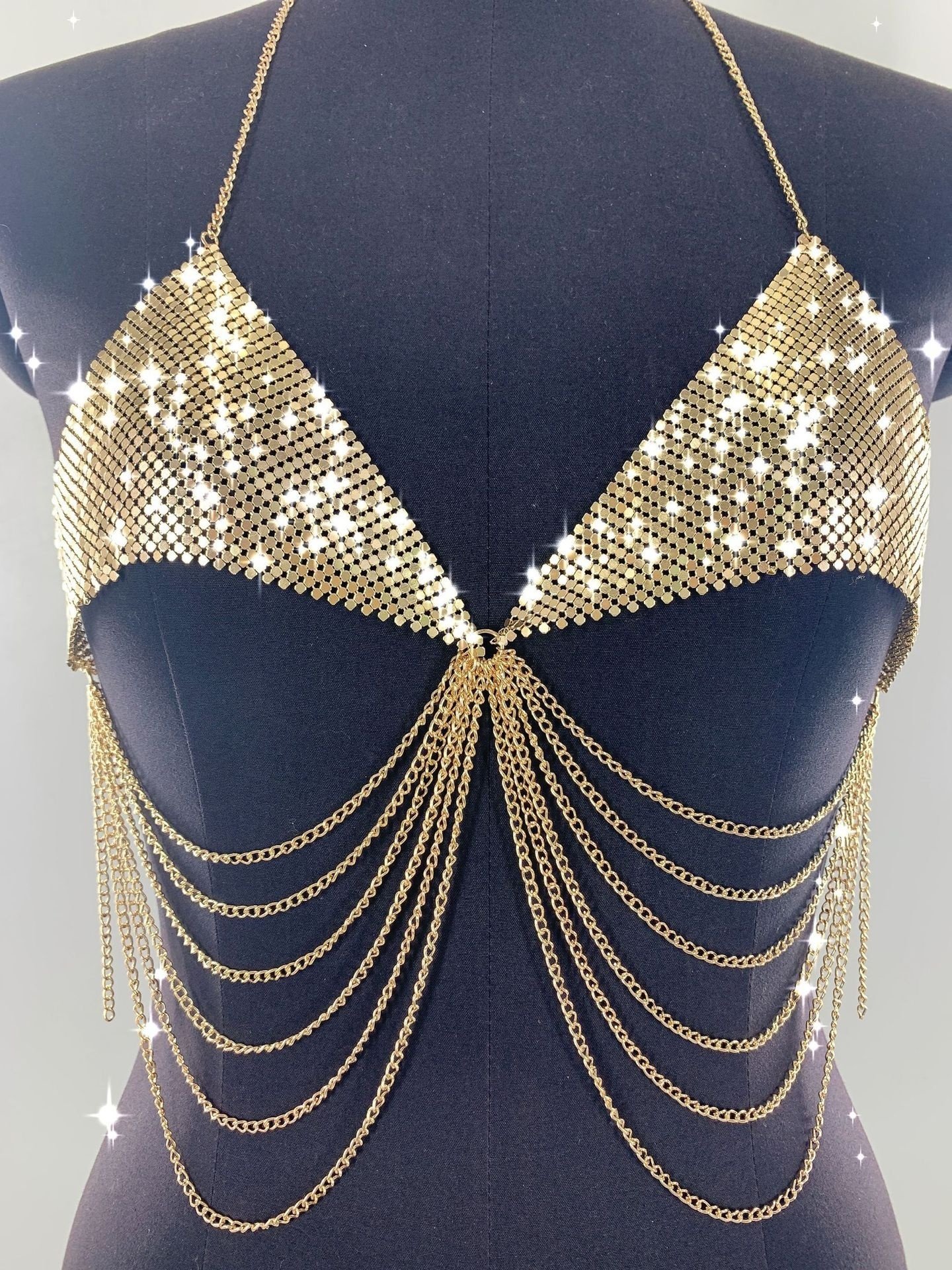 Sequined Tube Top Halterneck Vest - Image 2