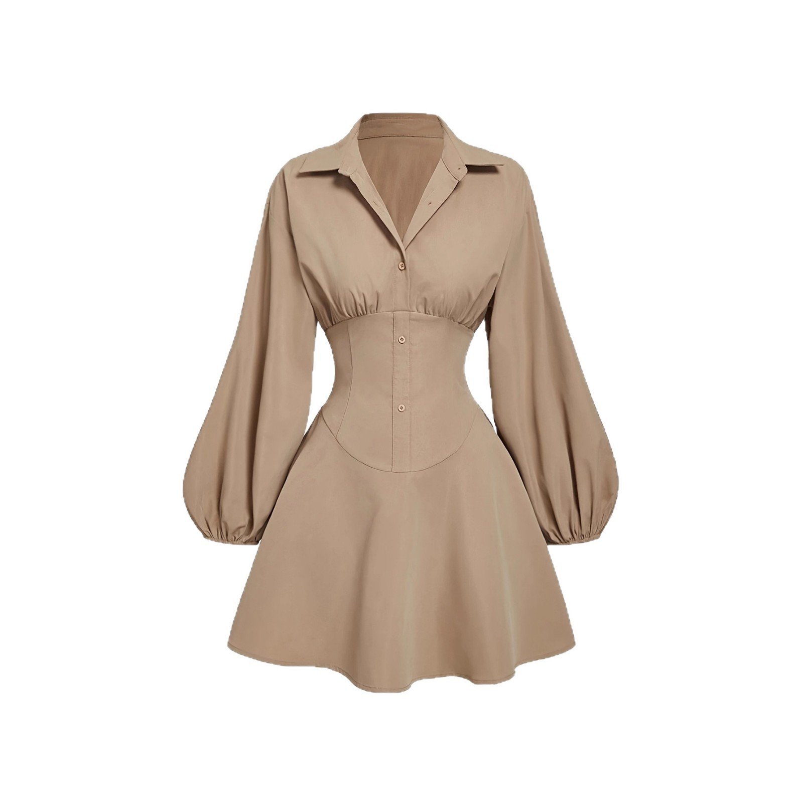 Sexy Lapel Blouse And A Fitted Bubble-sleeved Dress - Image 5