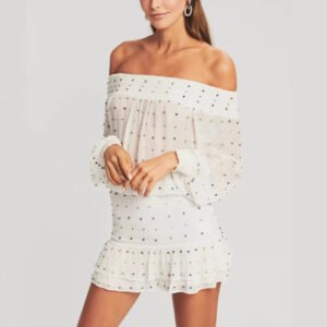 French-style Colored Diamond Mesh Ribbon Shirt Dress