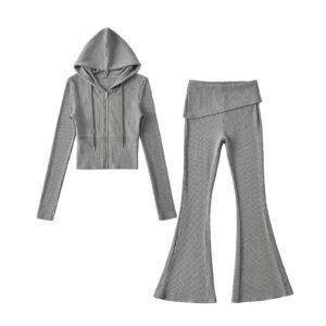 Sporty Casual Hooded Zip-up Waist-cinching Sweatshirt For A Slimming Effect