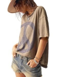 Round Neck Casual Loose Short Sleeve T-Shirt Top For Women