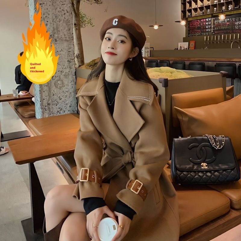 Mid-length Women's Elegant Woolen Overcoat - Image 4