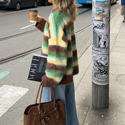 Women's New Color Round Neck Striped Knitted Sweater Fashion Loose - Image 3