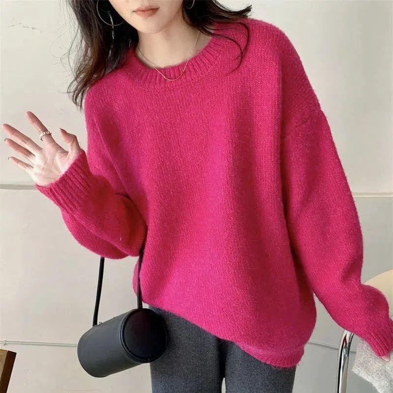 Thickened Loose-fitting Crew-neck Laid-back Style Sweater For Women - Image 7