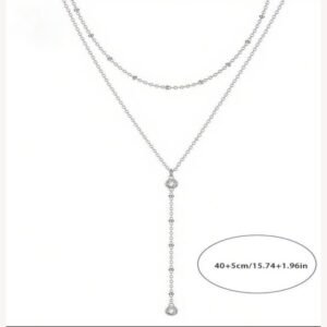 European And American Y Shaped Zircon Double Layer Necklace With A Niche Designer Inspired Look
