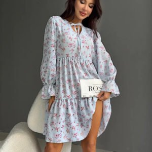 Lantern-sleeve Loose-fitting Dress For Women