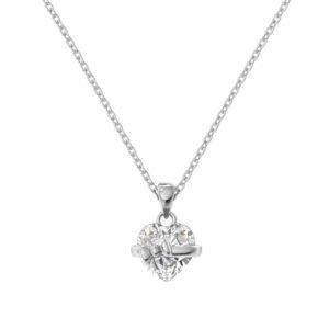 Fashionable And Minimalist Womens Heart-shaped Zircon Bow Necklace