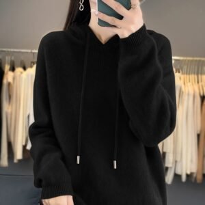 Stylish Womens Knitted Pullover With A Hood