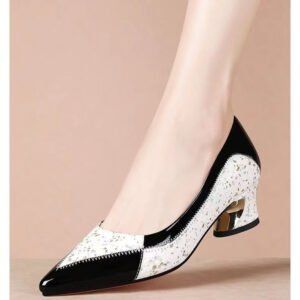 Women's High-end Fashionable Genuine Leather Chunky Heel Shoes