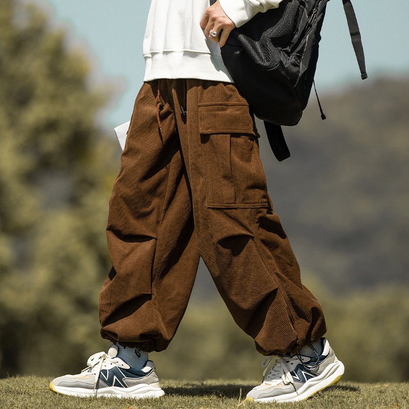Autumn And Winter Straight Casual Wide-leg Corduroy Overalls Men - Image 4