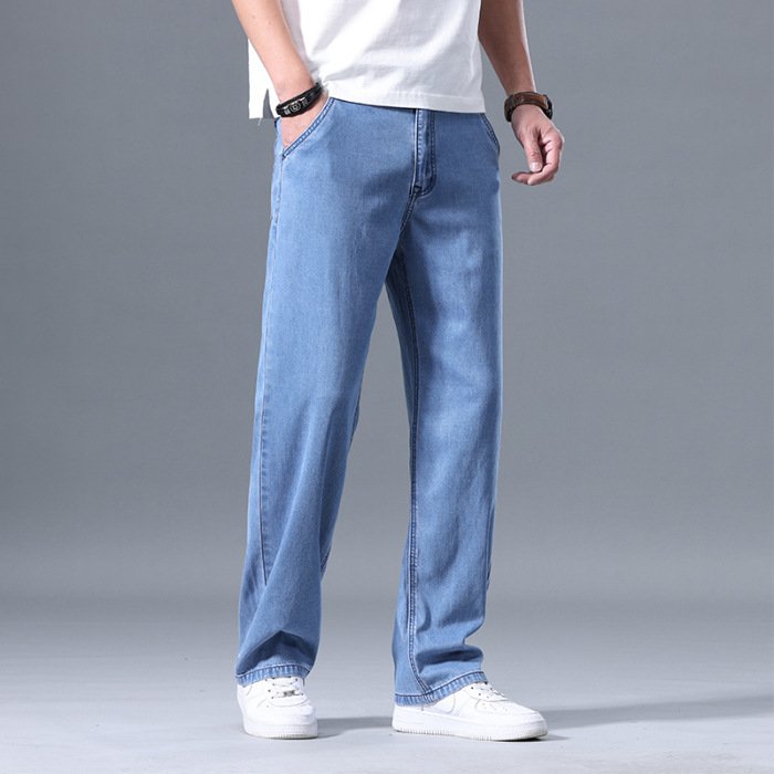 Lyocell Jeans Men's Loose Straight Casual - Image 3