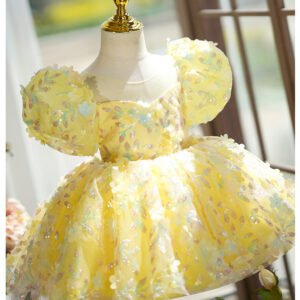 Yellow Puffy Gauze Princess Dress Children's Birthday Catwalk Performance Piano Performance