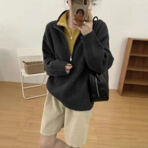 Casual Versatile Loose False Two Pieces Advanced Design Sweater