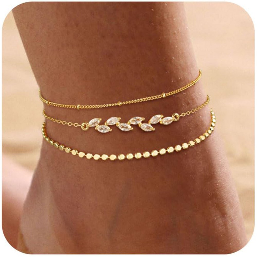 Personalized Trend Design Popular Heart-shaped Satellite Adjustable Anklet Suit - Image 2