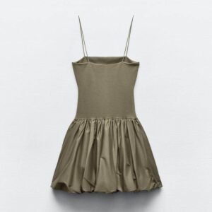 Off-the-shoulder Stretchy Thin-strapped Ruffled Patchwork Dress