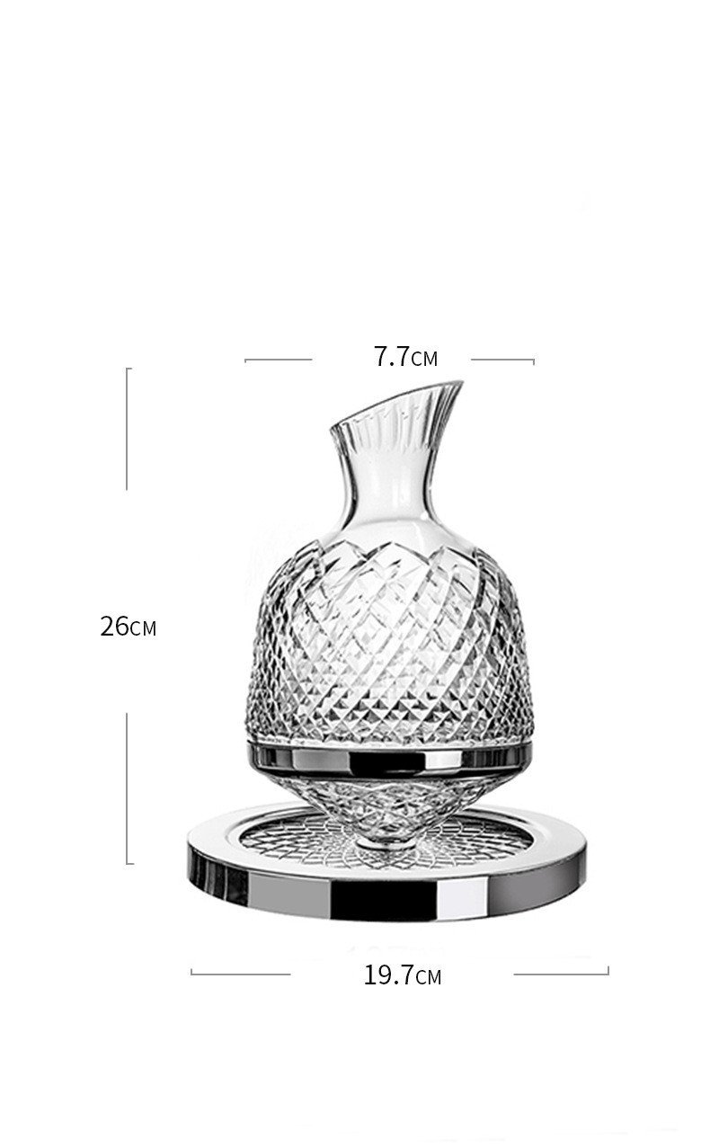 Crystal-cut Rotating Top Tumbler Crystal Glass Red Wine Decanter Set - Image 6