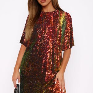 V Neck Sequin Skirt Set A Loose Elegant And Refined Dress