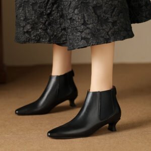 Pointed Toe Kitten Heels Female Commute Style Low Heel Boots