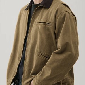 Men's Tooling Washed Jacket Spring And Autumn Color Turn-down Collar Coat