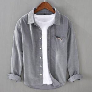 Japanese-style Corduroy Long-sleeve Men's Solid Color Corduroy Shirt For Spring And Autumn