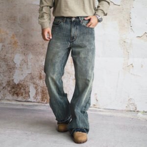 Loose Straight Leg Micro Flared Jeans For Men