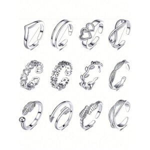 Beach Toe Ring With Adjustable Band, Featuring Heart And Leaf Designs