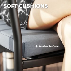 3 Pieces Rattan Bistro Set With Cushions, Wicker Garden Furniture Set, Glass Top Coffee Table And Chairs For Outdoor Patio, Balcony, Terrace And Conservatory, Grey