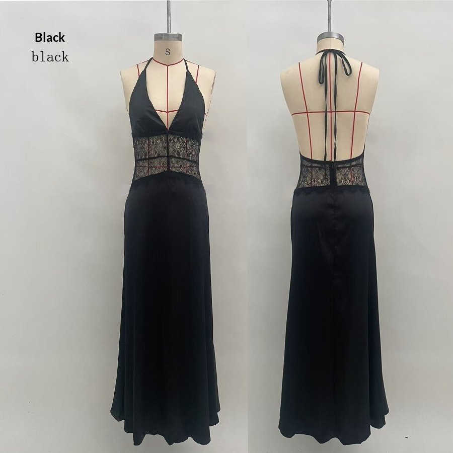 Seamless Halter Deep V-Slit Silk-Smooth Satin Maxi Dress - Image 6