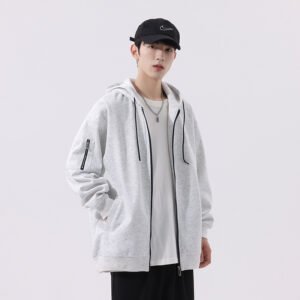 Spring And Autumn Teen Fashion Brand Loose And Hooded Cardigan