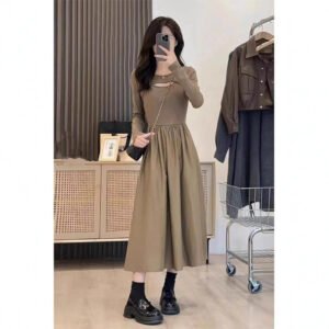 Female Casual French Solid Color Inner Long Skirt