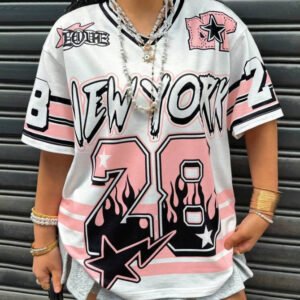 Women's Letter-print Loose-fitting Trendy Short-sleeve Top