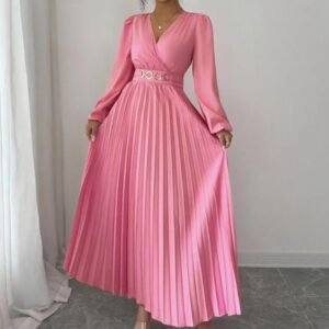 Women's Solid-color Casual Chic V-neck Dress