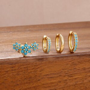 Geometric Six Petal Long Earrings