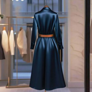 Temperament Long-sleeved Dress 2025 Autumn Solid Color A-line Skirt